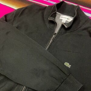 Lacoste‎ Full Zip Track Sweater Men's 9 / 4XL  Black Long Sleeve Sport Golf